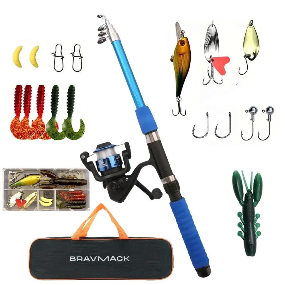 Rocklon Fishing Pole Set Full Kits With Telescopic Fishing Rod And Spinning Reel Baits Hooks Travel Pole Set Rocklon Fishing Pole Set Full Kits With Telescopic Fishing Rod And Spinning Reel Baits Hooks Travel Pole Set