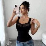 Summer Women's Lace Neckline Seamless Tank Top Slim Fit Knit Camisole Ribbed Basic Tank Tops Sleeveless Streetwear Girls Vest - Image 5