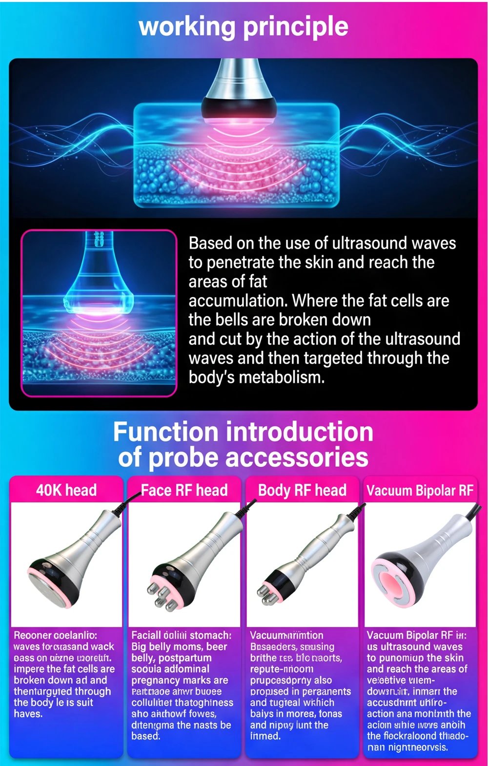 4IN1 Cavitation Body Slimming 40K Machine Beauty Massager Skin Tighten Face Lifting Vacuum Suction 4IN1 Cavitation Body Slimming 40K Machine Beauty Massager Skin Tighten Face Lifting Vacuum Suction