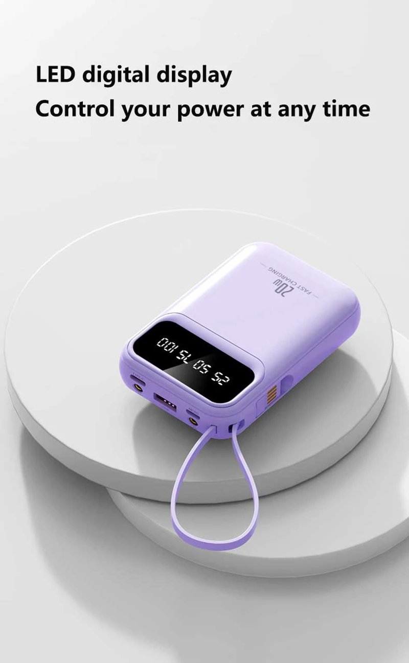 100000mAh Mini Power Bank 20W Fast Charging With Built-in Cable Large Capacity Portable Power Bank for Xiaomi iPhone 17 2026 100000mAh Mini Power Bank 20W Fast Charging With Built-in Cable Large Capacity Portable Power Bank for Xiaomi iPhone 17 2026