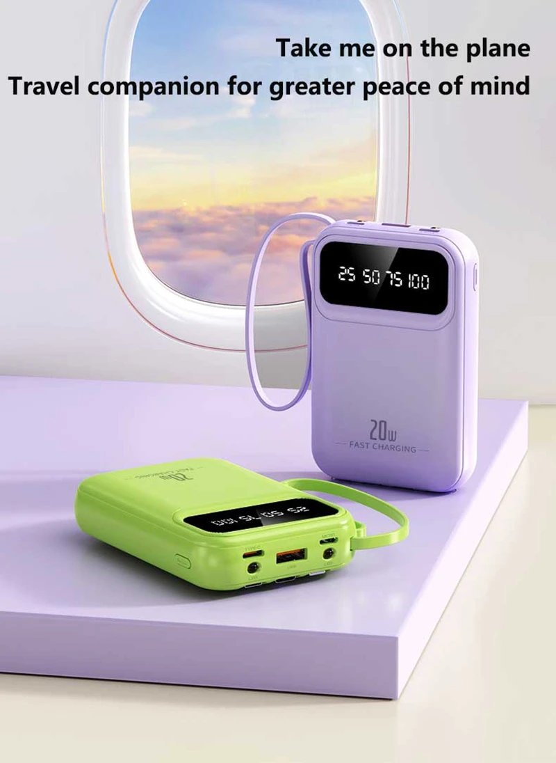 100000mAh Mini Power Bank 20W Fast Charging With Built-in Cable Large Capacity Portable Power Bank for Xiaomi iPhone 17 2026 100000mAh Mini Power Bank 20W Fast Charging With Built-in Cable Large Capacity Portable Power Bank for Xiaomi iPhone 17 2026