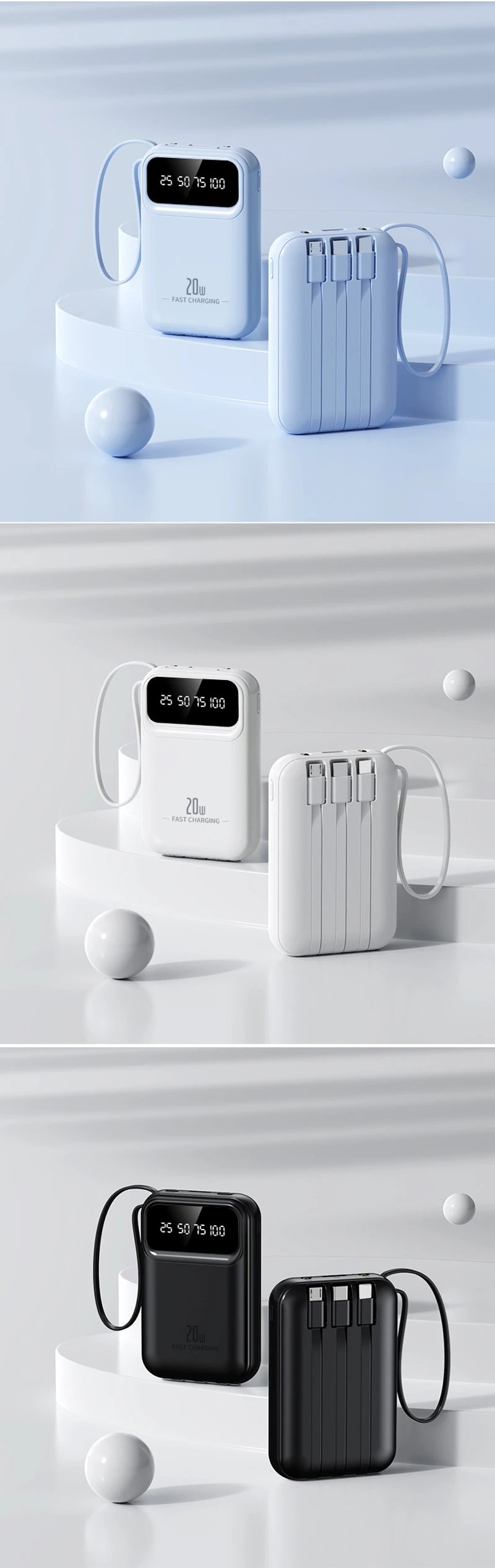 100000mAh Mini Power Bank 20W Fast Charging With Built-in Cable Large Capacity Portable Power Bank for Xiaomi iPhone 17 2026 100000mAh Mini Power Bank 20W Fast Charging With Built-in Cable Large Capacity Portable Power Bank for Xiaomi iPhone 17 2026