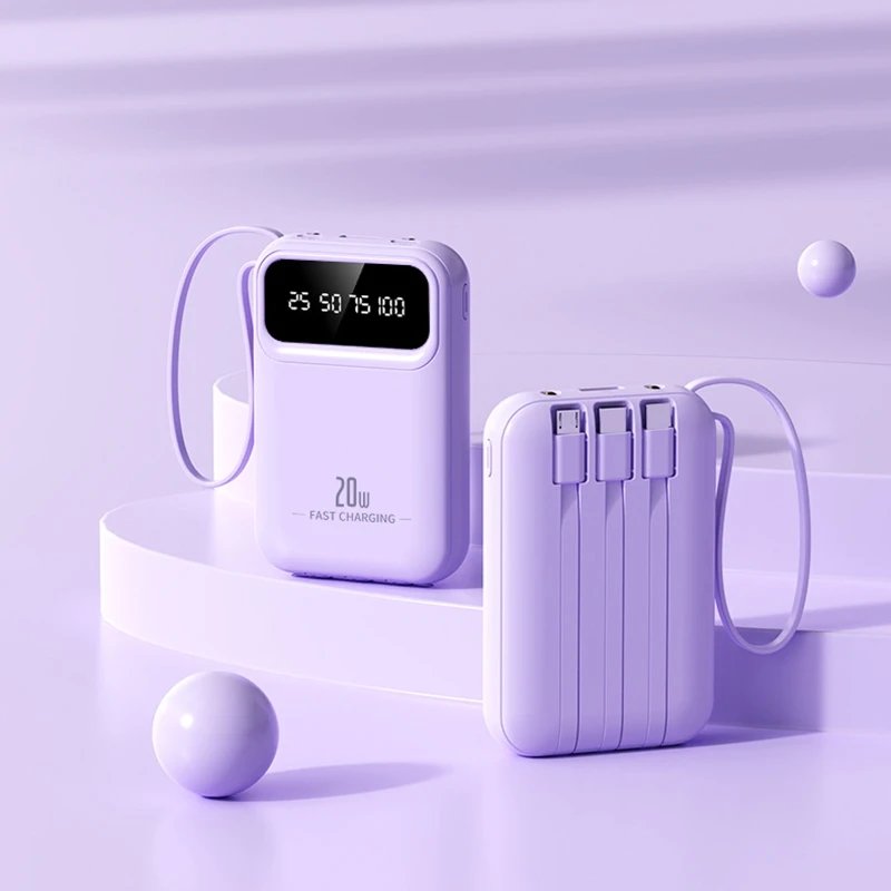 100000mAh Mini Power Bank 20W Fast Charging With Built-in Cable Large Capacity Portable Power Bank for Xiaomi iPhone 17 2026 100000mAh Mini Power Bank 20W Fast Charging With Built-in Cable Large Capacity Portable Power Bank for Xiaomi iPhone 17 2026