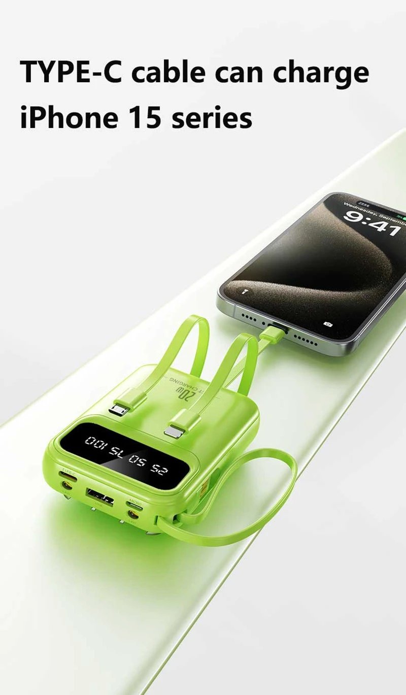 100000mAh Mini Power Bank 20W Fast Charging With Built-in Cable Large Capacity Portable Power Bank for Xiaomi iPhone 17 2026 100000mAh Mini Power Bank 20W Fast Charging With Built-in Cable Large Capacity Portable Power Bank for Xiaomi iPhone 17 2026