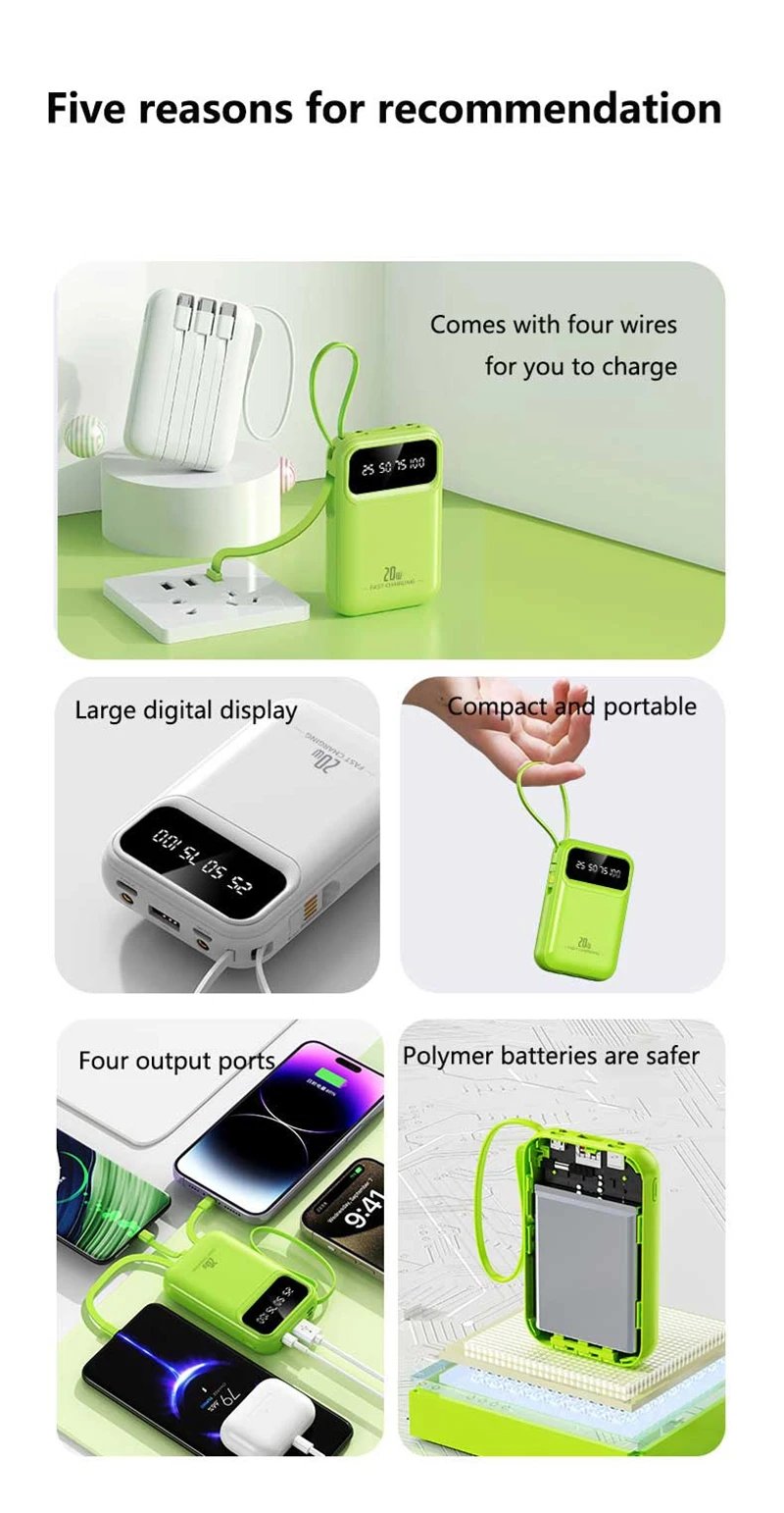 100000mAh Mini Power Bank 20W Fast Charging With Built-in Cable Large Capacity Portable Power Bank for Xiaomi iPhone 17 2026 100000mAh Mini Power Bank 20W Fast Charging With Built-in Cable Large Capacity Portable Power Bank for Xiaomi iPhone 17 2026