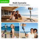 Portable Selfie Stick AI Face Tracking 74" Tripod Photography Holder 360° Rotation with Bluetooth 1/4” Screw for iPhone Shooting - Image 6