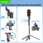 Portable Selfie Stick AI Face Tracking 74" Tripod Photography Holder 360° Rotation with Bluetooth 1/4” Screw for iPhone Shooting - Image 3