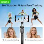 Portable Selfie Stick AI Face Tracking 74" Tripod Photography Holder 360° Rotation with Bluetooth 1/4” Screw for iPhone Shooting - Image 2