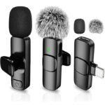 Wireless Lavalier Lapel Microphone for iPhone, iPad, Mini Video Recording Mic for Interview Video Podcast Vlog Noise Reduction