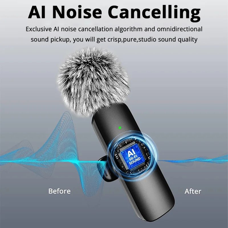 Wireless Lavalier Lapel Microphone for iPhone, iPad, Mini Video Recording Mic for Interview Video Podcast Vlog Noise Reduction Wireless Lavalier Lapel Microphone for iPhone, iPad, Mini Video Recording Mic for Interview Video Podcast Vlog Noise Reduction