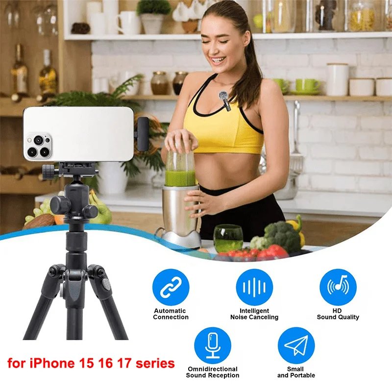 Wireless Lavalier Lapel Microphone for iPhone, iPad, Mini Video Recording Mic for Interview Video Podcast Vlog Noise Reduction Wireless Lavalier Lapel Microphone for iPhone, iPad, Mini Video Recording Mic for Interview Video Podcast Vlog Noise Reduction