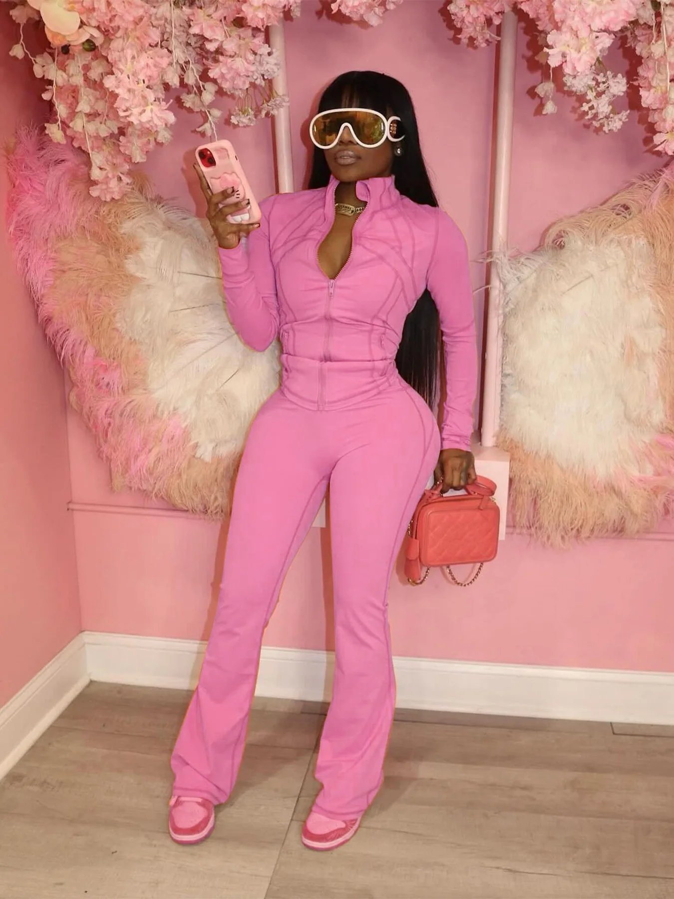 Streetwear Casual Tracksuit Sexy Women Two Pieces Club Matching Set High Street Pants Outfit