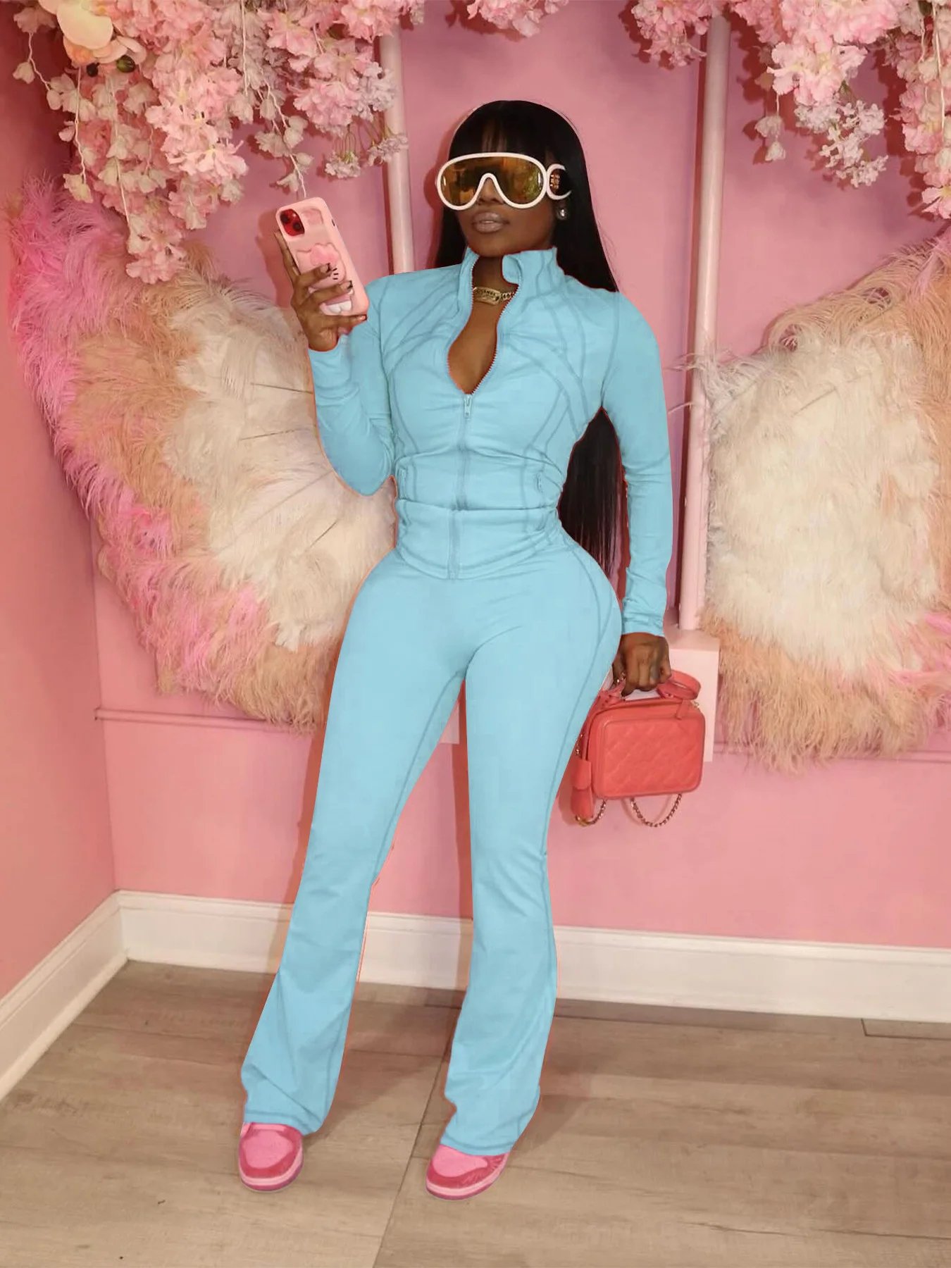 Streetwear Casual Tracksuit Sexy Women Two Pieces Club Matching Set High Street Pants Outfit