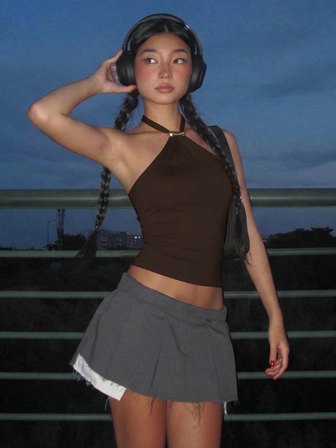 Dulzura Halter Backless Lace Up Slim Fit Metal Button Tank Top Women'S Vintage Casual Versatile Y2K Top Party Club Summer Outfit Dulzura Halter Backless Lace Up Slim Fit Metal Button Tank Top Women'S Vintage Casual Versatile Y2K Top Party Club Summer Outfit
