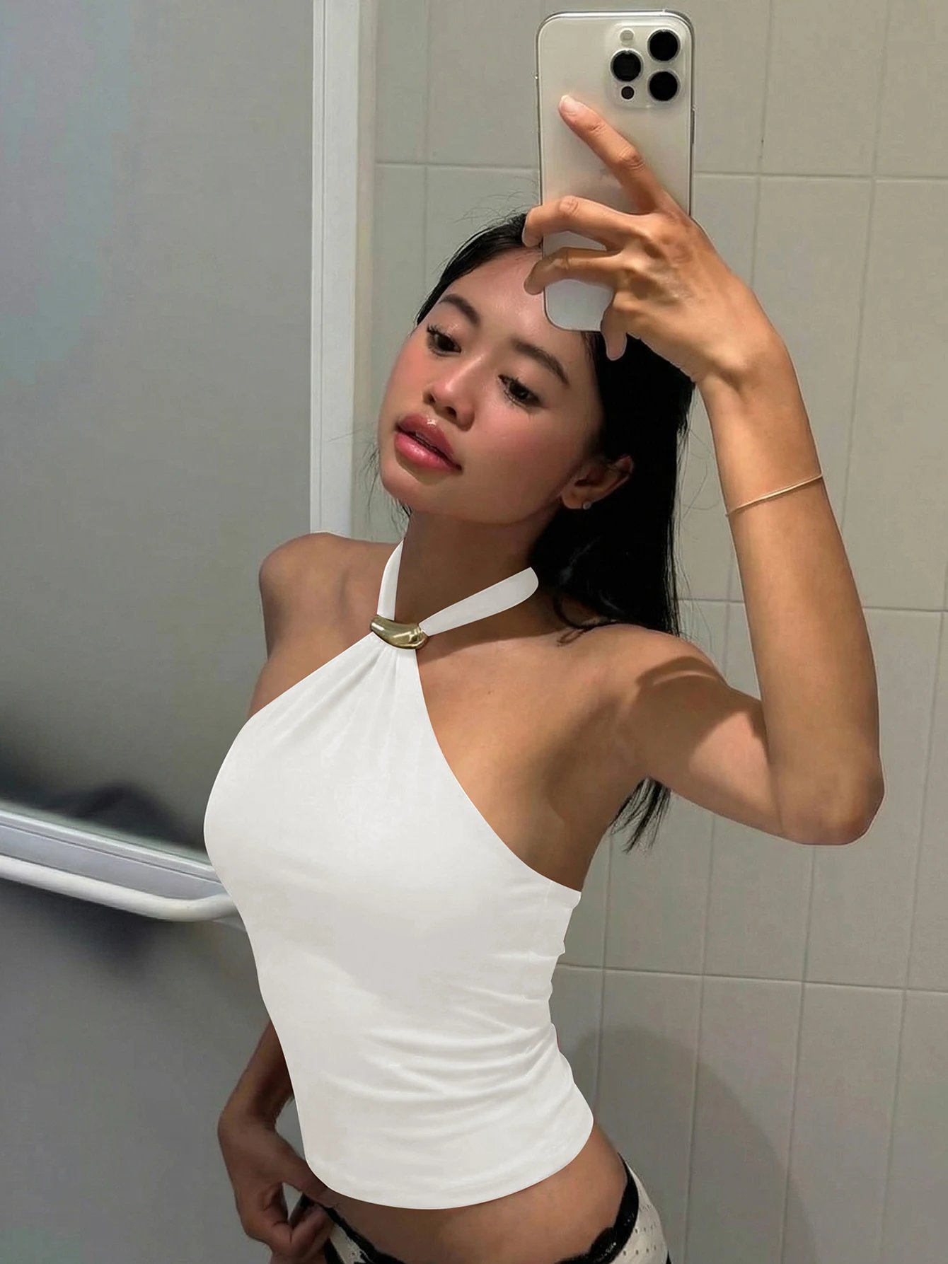 Dulzura Halter Backless Lace Up Slim Fit Metal Button Tank Top Women'S Vintage Casual Versatile Y2K Top Party Club Summer Outfit Dulzura Halter Backless Lace Up Slim Fit Metal Button Tank Top Women'S Vintage Casual Versatile Y2K Top Party Club Summer Outfit