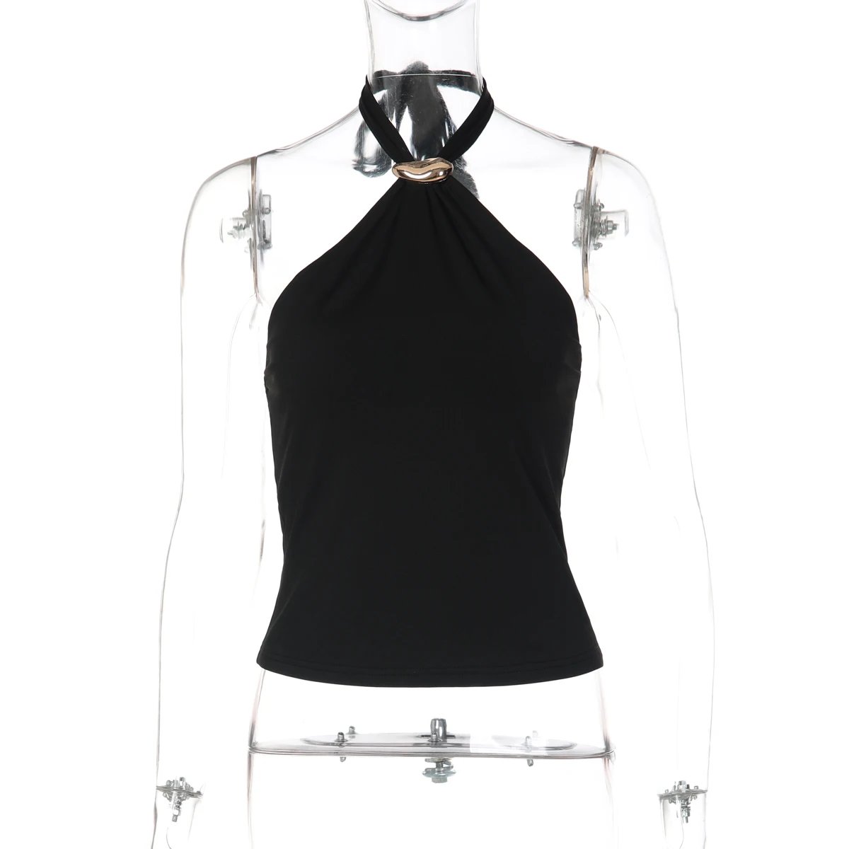 Dulzura Halter Backless Lace Up Slim Fit Metal Button Tank Top Women'S Vintage Casual Versatile Y2K Top Party Club Summer Outfit Dulzura Halter Backless Lace Up Slim Fit Metal Button Tank Top Women'S Vintage Casual Versatile Y2K Top Party Club Summer Outfit