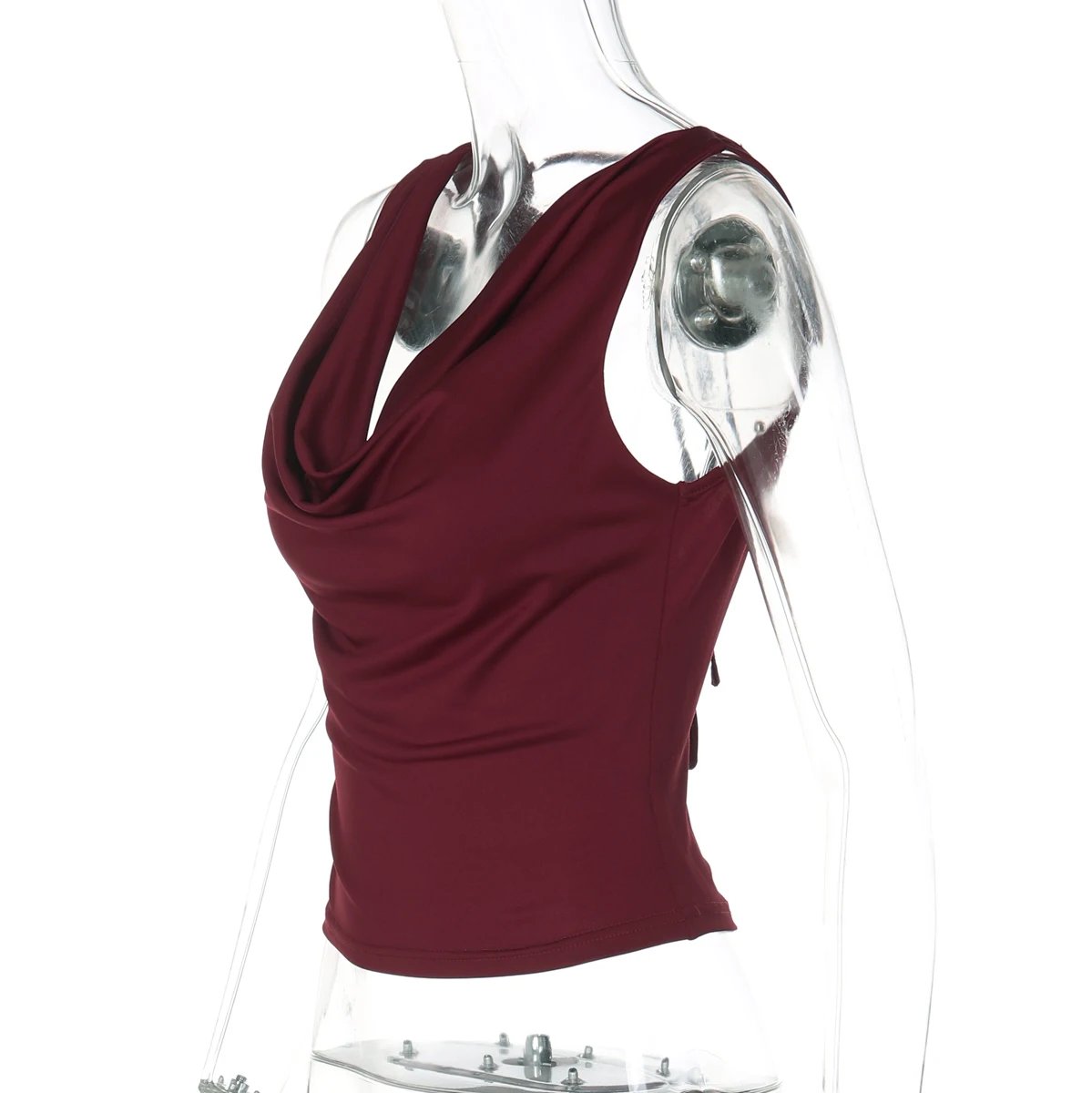 Hugcitar Swing Collar Solid Slips Backless Lace Up Sexy Slim Crop Tank Top Spring Summer Women New Fashion Outfit Vacation Club