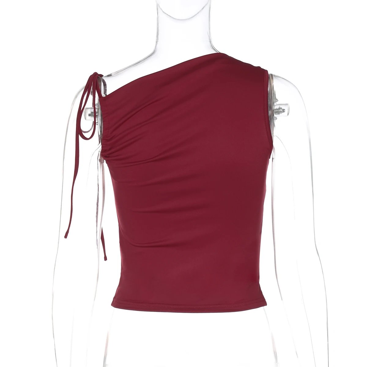Dulzura Sleeveless Skew Collar Ruched Lace Up Bodycon Crop Top Sexy Elegant Casual Tank Party Club Streetwear Spring Summer Dulzura Sleeveless Skew Collar Ruched Lace Up Bodycon Crop Top Sexy Elegant Casual Tank Party Club Streetwear Spring Summer