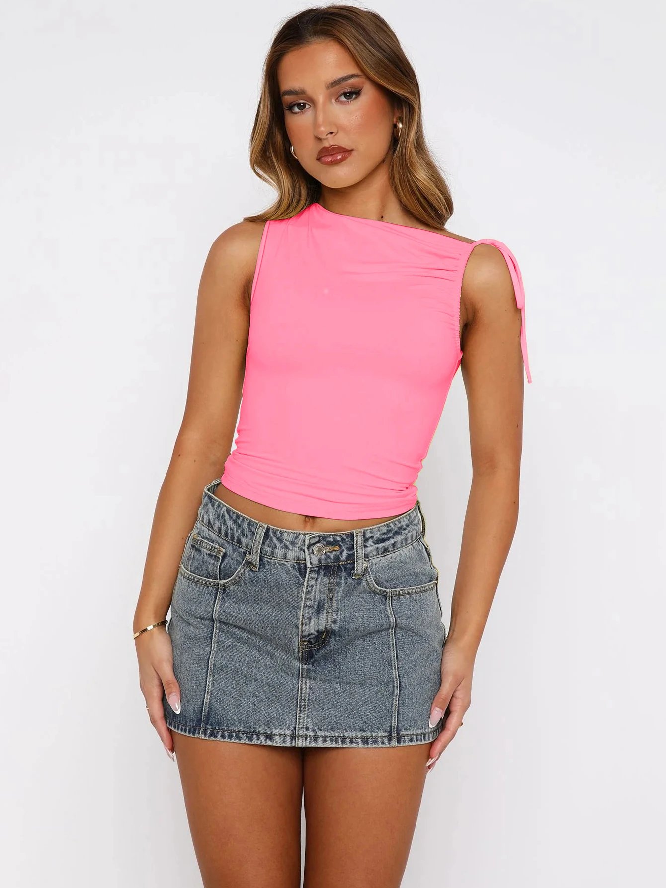 Dulzura Sleeveless Skew Collar Ruched Lace Up Bodycon Crop Top Sexy Elegant Casual Tank Party Club Streetwear Spring Summer Dulzura Sleeveless Skew Collar Ruched Lace Up Bodycon Crop Top Sexy Elegant Casual Tank Party Club Streetwear Spring Summer