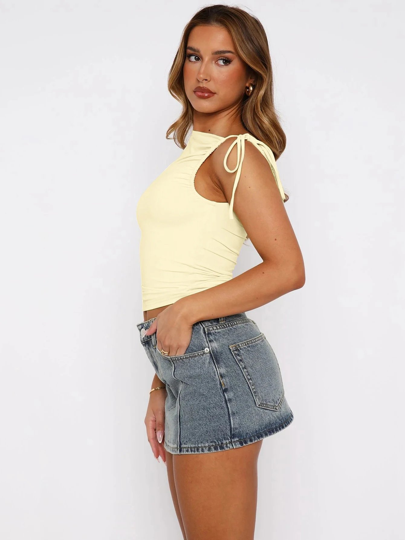 Dulzura Sleeveless Skew Collar Ruched Lace Up Bodycon Crop Top Sexy Elegant Casual Tank Party Club Streetwear Spring Summer Dulzura Sleeveless Skew Collar Ruched Lace Up Bodycon Crop Top Sexy Elegant Casual Tank Party Club Streetwear Spring Summer