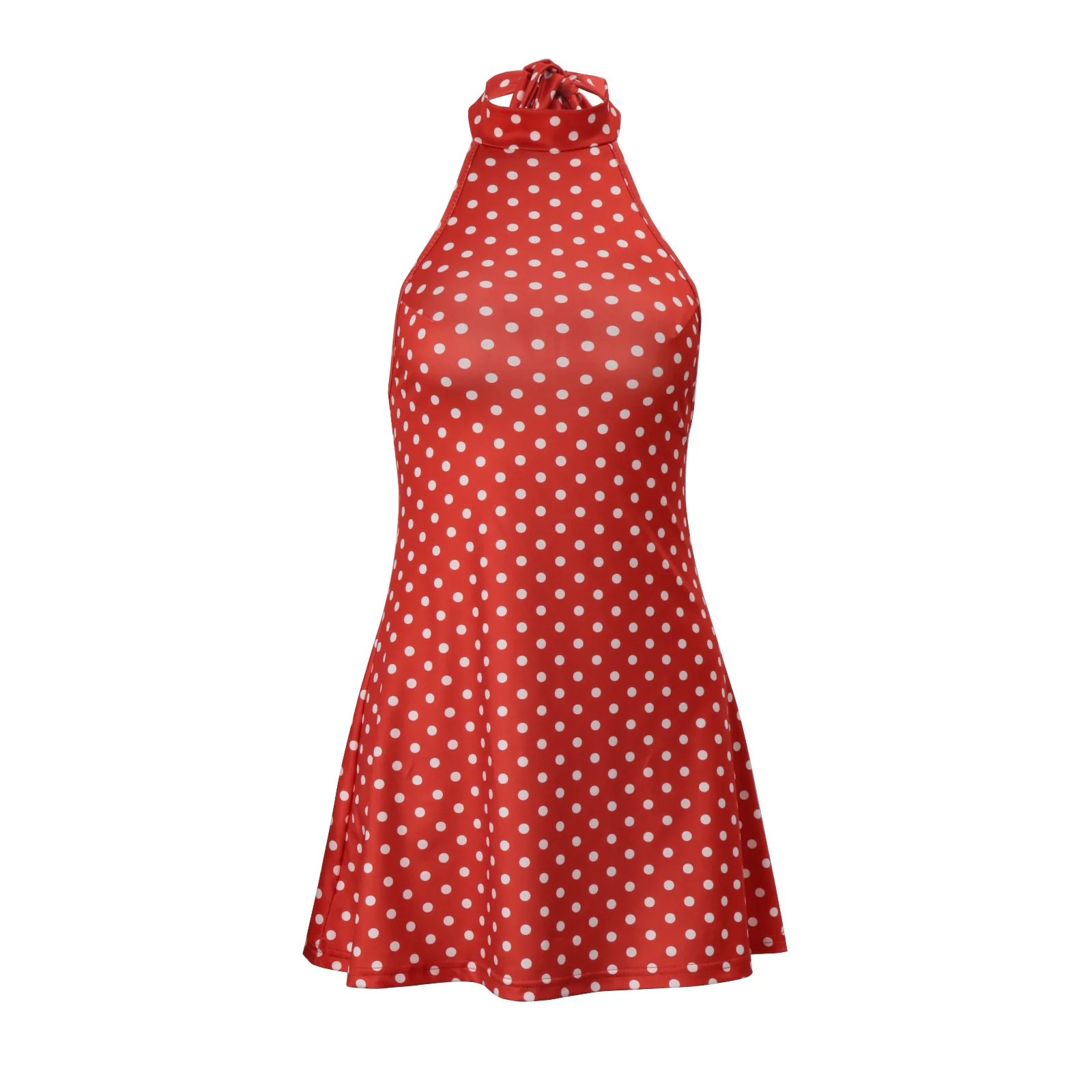 Polka Dot Elegant Off Shoulder Sleeveless Backless High Waist Halter Mini Dress Y2K Summer Fashion Club Party Vestidos Polka Dot Elegant Off Shoulder Sleeveless Backless High Waist Halter Mini Dress Y2K Summer Fashion Club Party Vestidos
