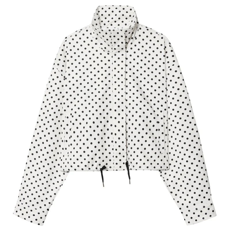 HXAO Polka Dot Bomber Jacket Women's Jackets Demi-Season Oversized Long Sleeve Top Outerwear Aviator Plus Size Zip Up Crop Coats HXAO Polka Dot Bomber Jacket Women's Jackets Demi-Season Oversized Long Sleeve Top Outerwear Aviator Plus Size Zip Up Crop Coats