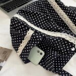Korean Polka Dot Shoulder Bag For Women Retro Fashion Large Capacity Tote Bag Literary Work Commute Versatile Canvas Handbag - Image 2