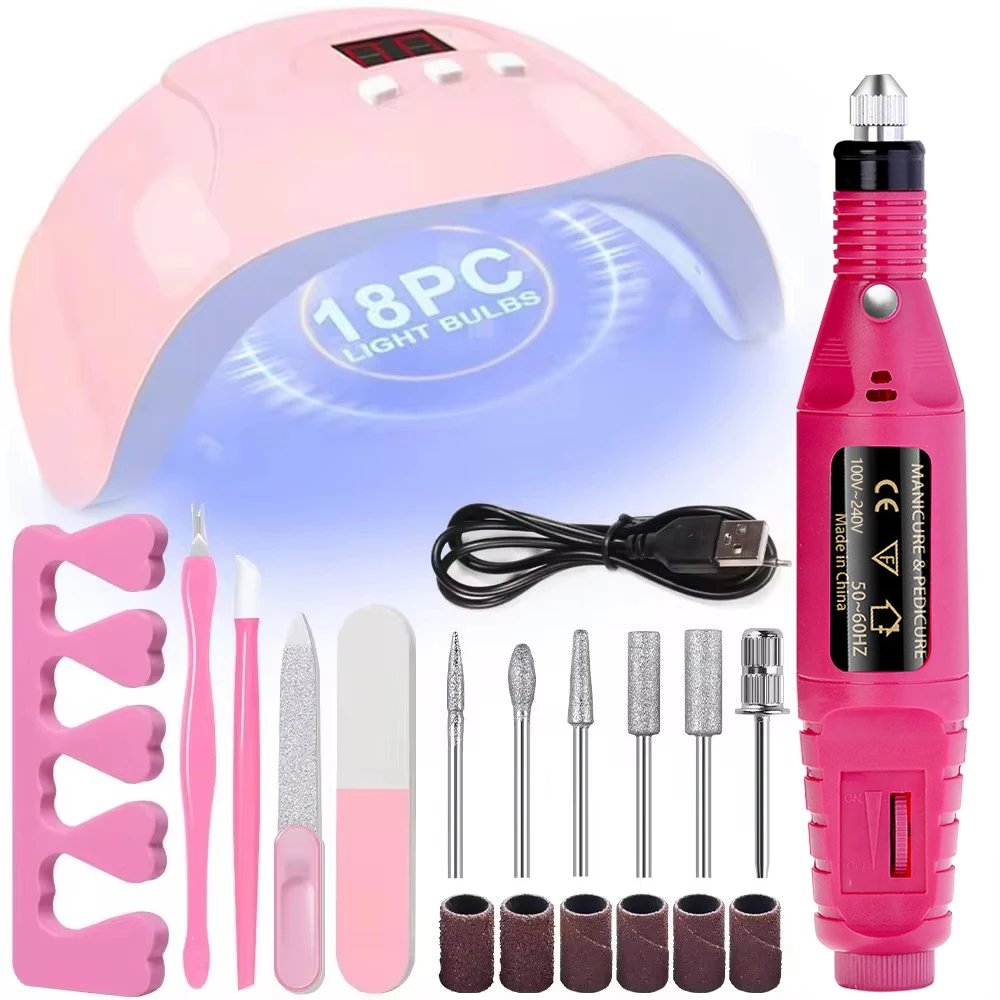 LINMANDA Professional USB Electric Nail Drill Polish File Kit with UV LED Nail Lamp Gel Manicure Dryer Lamp Acrylic Starter Set LINMANDA Professional USB Electric Nail Drill Polish File Kit with UV LED Nail Lamp Gel Manicure Dryer Lamp Acrylic Starter Set
