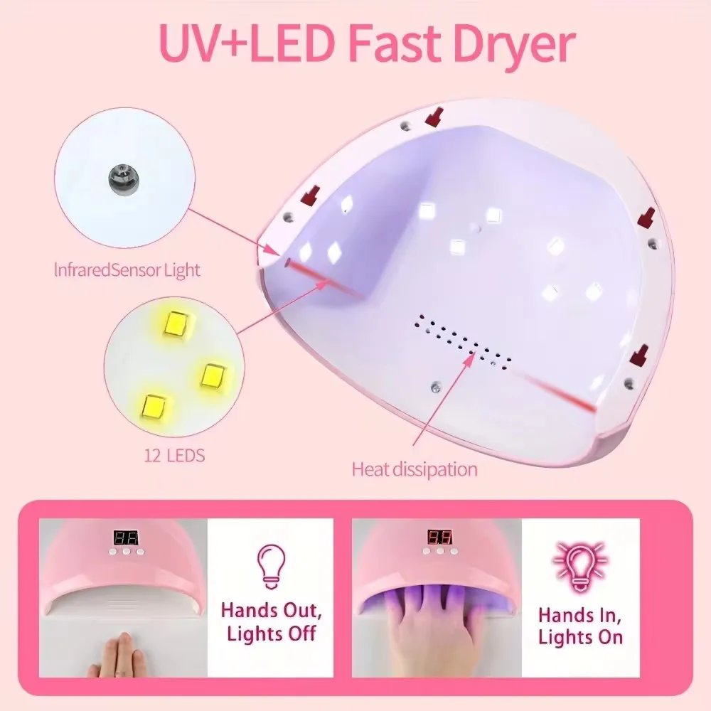 LINMANDA Professional USB Electric Nail Drill Polish File Kit with UV LED Nail Lamp Gel Manicure Dryer Lamp Acrylic Starter Set LINMANDA Professional USB Electric Nail Drill Polish File Kit with UV LED Nail Lamp Gel Manicure Dryer Lamp Acrylic Starter Set