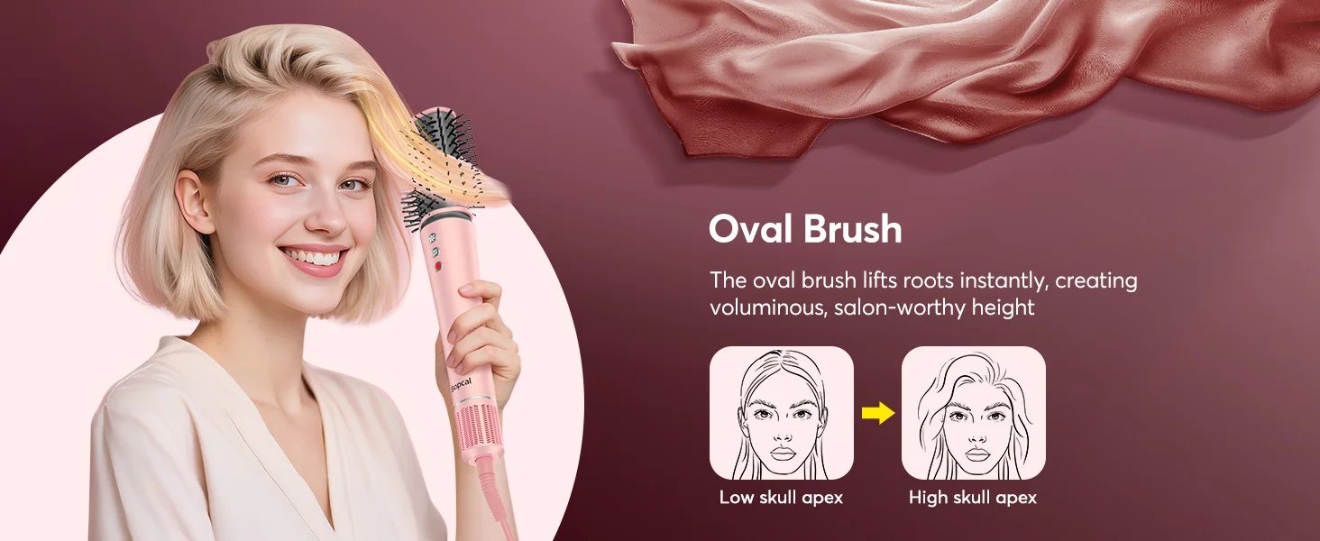 5 in 1 Hot Air Styler Wrap with Travel Bag- 1200W Professional High-Speed Hair Dryer Brush with Auto Wrap Curlers Fast Drying