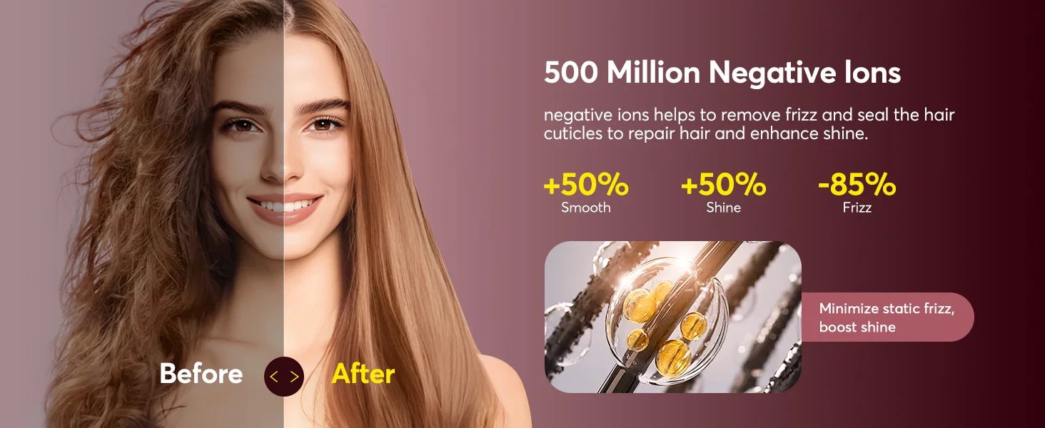 5 in 1 Hot Air Styler Wrap with Travel Bag- 1200W Professional High-Speed Hair Dryer Brush with Auto Wrap Curlers Fast Drying