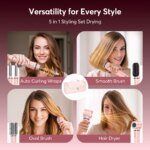 5 in 1 Hot Air Styler Wrap with Travel Bag- 1200W Professional High-Speed Hair Dryer Brush with Auto Wrap Curlers Fast Drying - Image 4