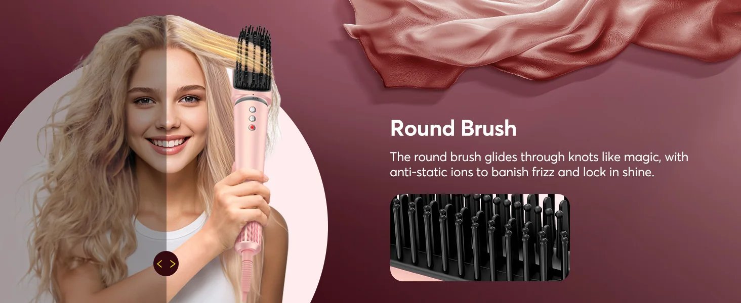 5 in 1 Hot Air Styler Wrap with Travel Bag- 1200W Professional High-Speed Hair Dryer Brush with Auto Wrap Curlers Fast Drying