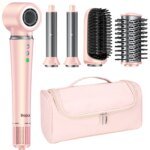5 in 1 Hot Air Styler Wrap with Travel Bag- 1200W Professional High-Speed Hair Dryer Brush with Auto Wrap Curlers Fast Drying