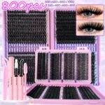QUEENICE Lashes Cluster DIY Lash Extension Mixed Tray Clusters Eyelashes Fluffy Individual Lashes Cat Eye Lash Extension