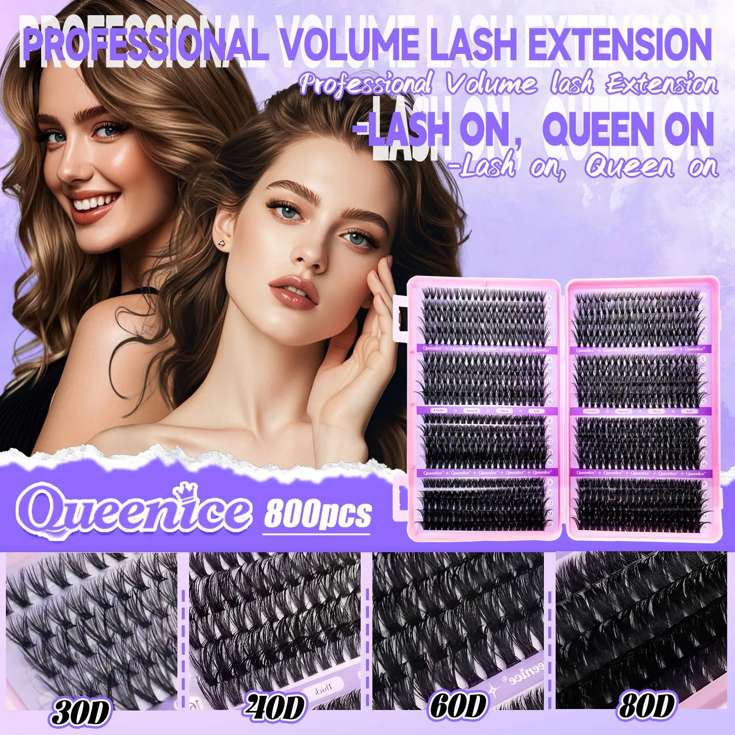 QUEENICE Lashes Cluster DIY Lash Extension Mixed Tray Clusters Eyelashes Fluffy Individual Lashes Cat Eye Lash Extension QUEENICE Lashes Cluster DIY Lash Extension Mixed Tray Clusters Eyelashes Fluffy Individual Lashes Cat Eye Lash Extension