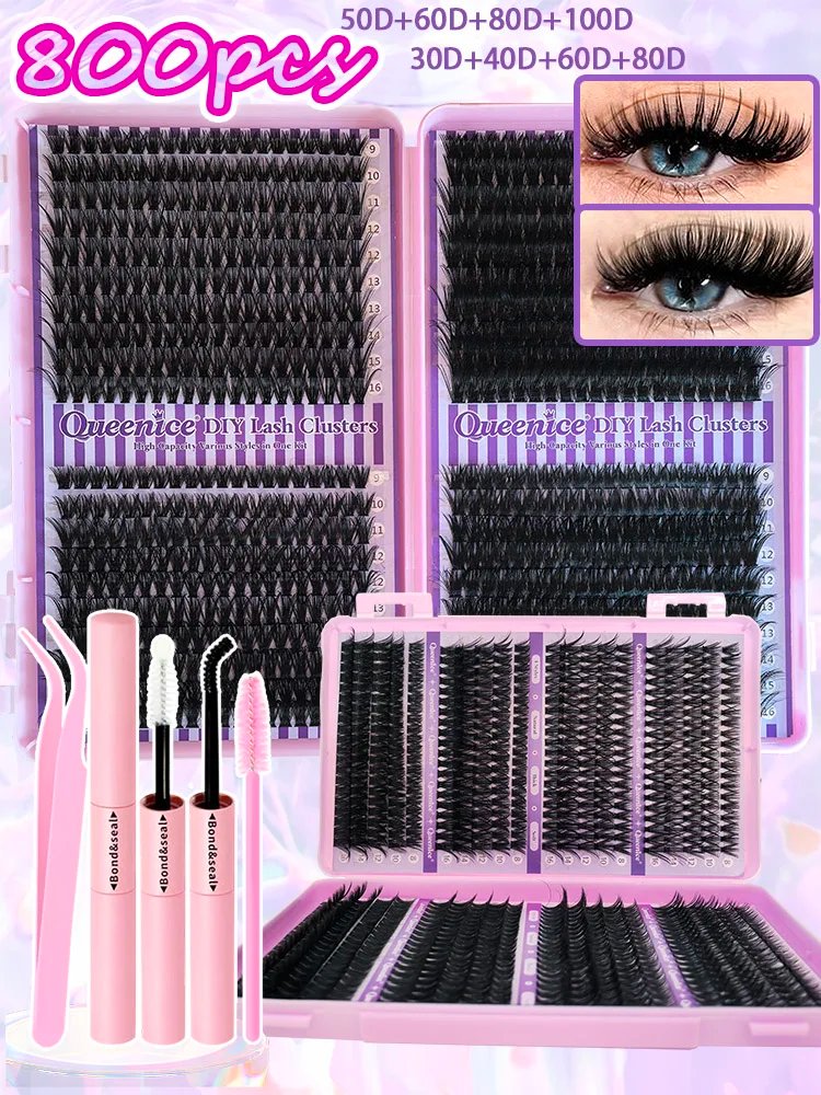 QUEENICE Lashes Cluster DIY Lash Extension Mixed Tray Clusters Eyelashes Fluffy Individual Lashes Cat Eye Lash Extension QUEENICE Lashes Cluster DIY Lash Extension Mixed Tray Clusters Eyelashes Fluffy Individual Lashes Cat Eye Lash Extension