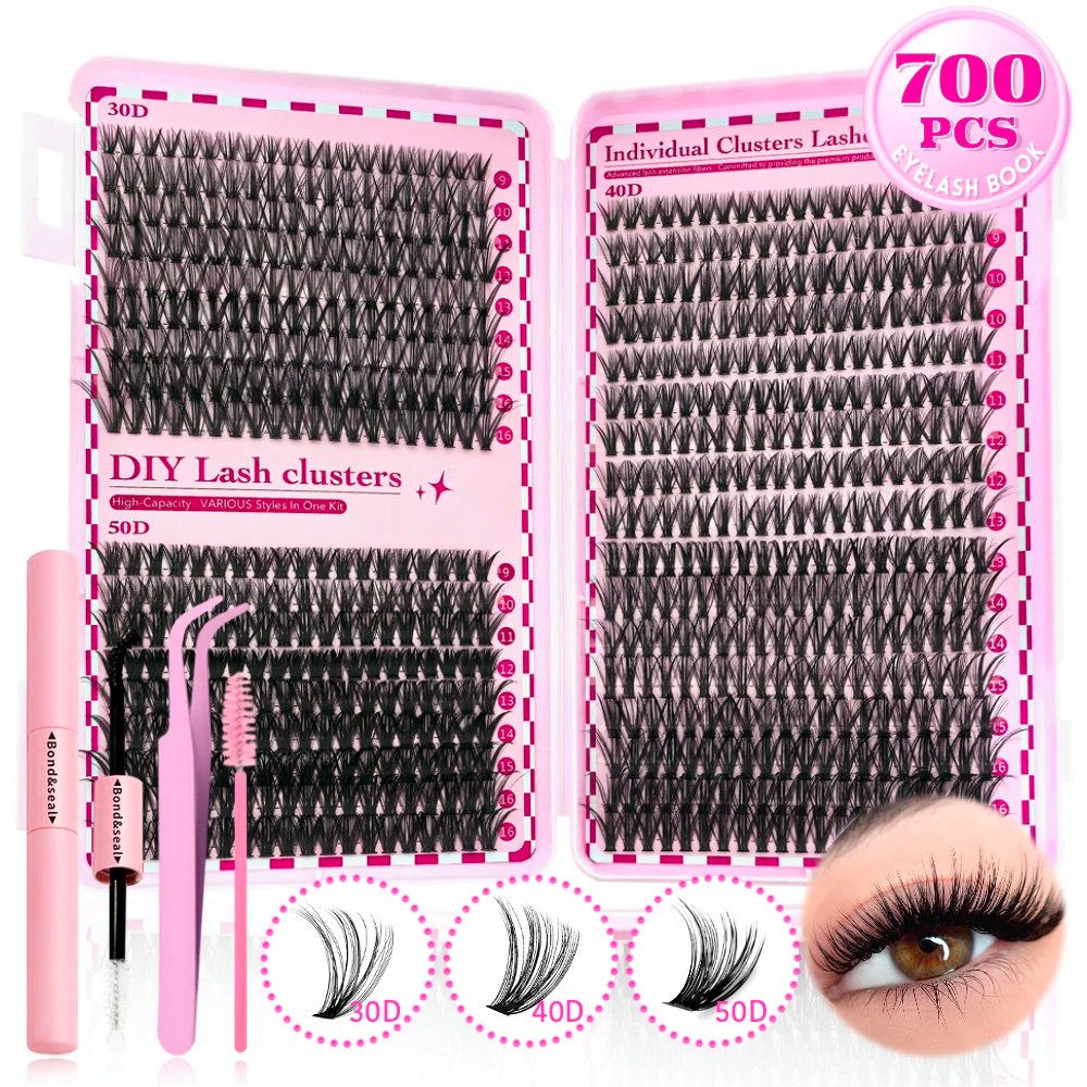 20699-mryk9r.jpg 700PCS-30D/40D/50D 80D DIY Eyelash Extension Kit Mixed Length 9-16mm, D-Curl Eyelashes for DIY and Various Festive Celebrations - Image 1