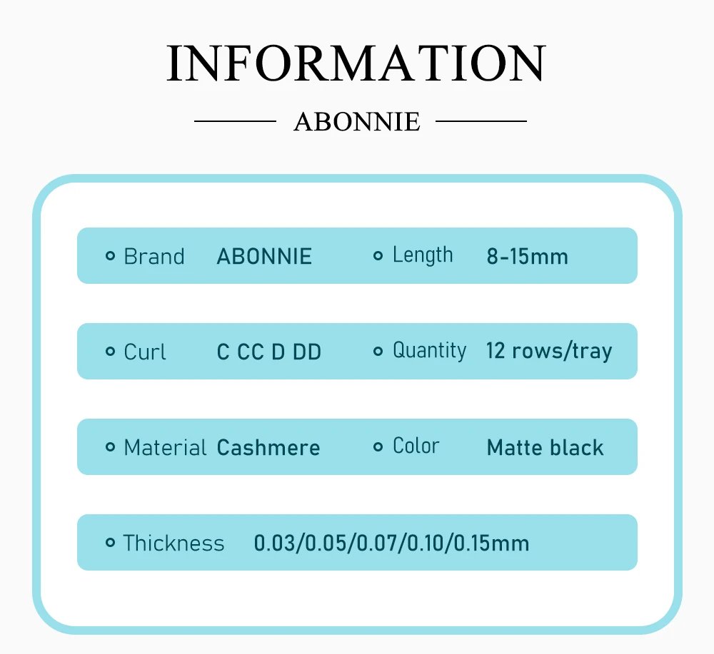 Abonnie Cashmere Classic Individual Eyelashes Extensions Ultra Matte Black Lashes Fluffy Cilia All Size Cilios