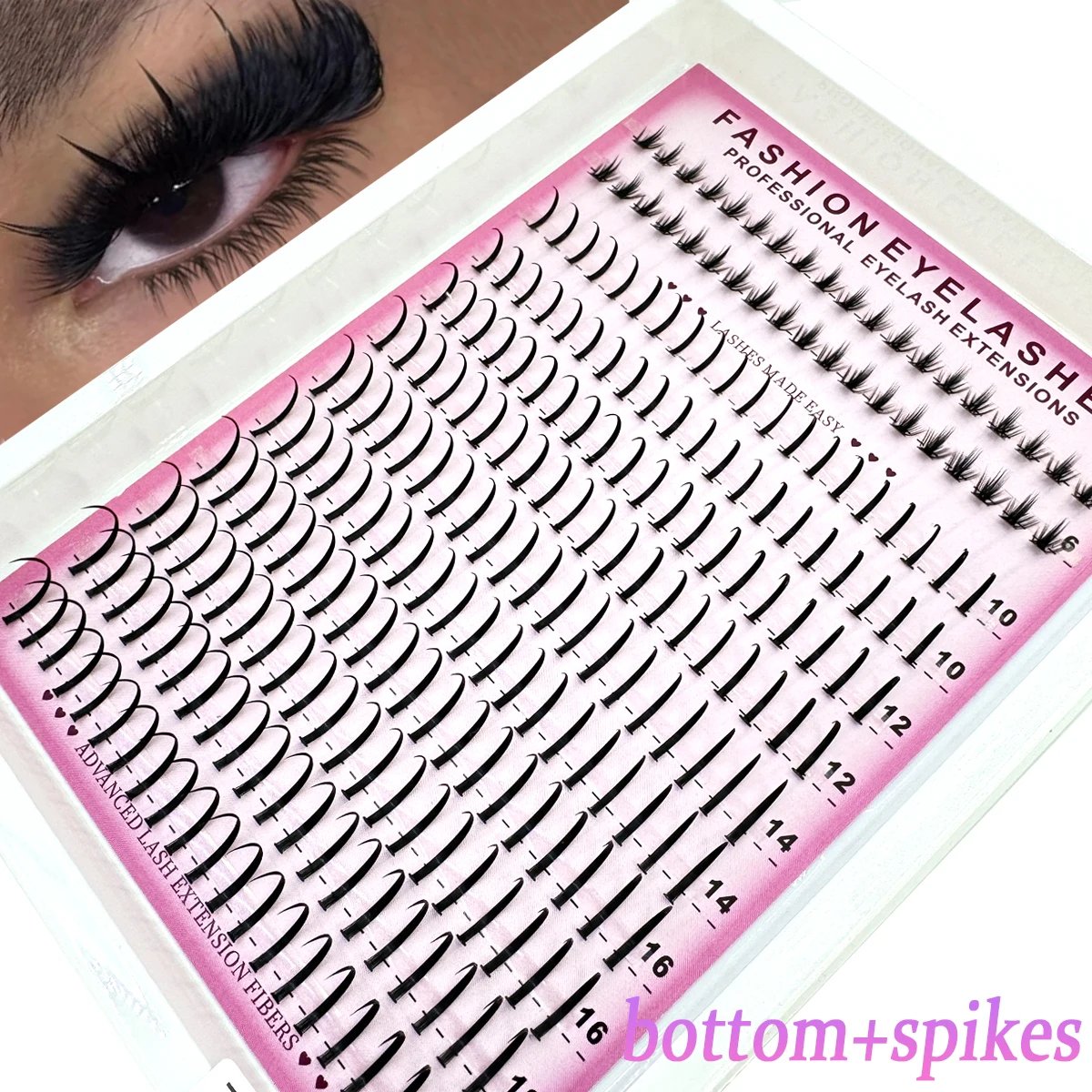 21018-vnvxhy.jpg 12Rows Bottom&Spiky Lashes Clusters Volume Individual Lashes Cluster Extensions Spikes Lashes Clusters DIY Fairy/Manga Eyelash - Image 1