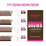 TDANCE Dark Brown 5D/4D/3D W Eyelashes Shaped Premade Fan Lashes C/D 0.07MM 12 Lines/Tray Natural Soft Eyelash Extension