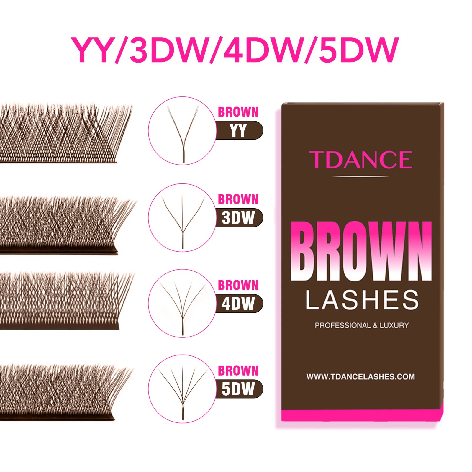 21038-0xrnlt.jpg TDANCE Dark Brown 5D/4D/3D W Eyelashes Shaped Premade Fan Lashes C/D 0.07MM 12 Lines/Tray Natural Soft Eyelash Extension - Image 1