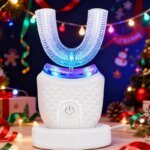 Portable U-shaped electric toothbrush, ultrasonic 360-degree cleaning, silicone whitening automatic toothbrush, oral tool