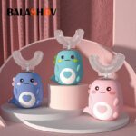 Children U-shaped Electric Toothbrush 360 Degrees Smart Cartoon Kids Silicone Toothbrush Automatic Rechargeable Sonic Toothbrush