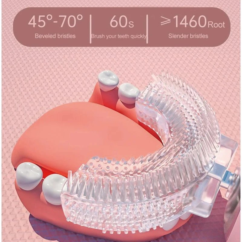 Children U-shaped Electric Toothbrush 360 Degrees Smart Cartoon Kids Silicone Toothbrush Automatic Rechargeable Sonic Toothbrush