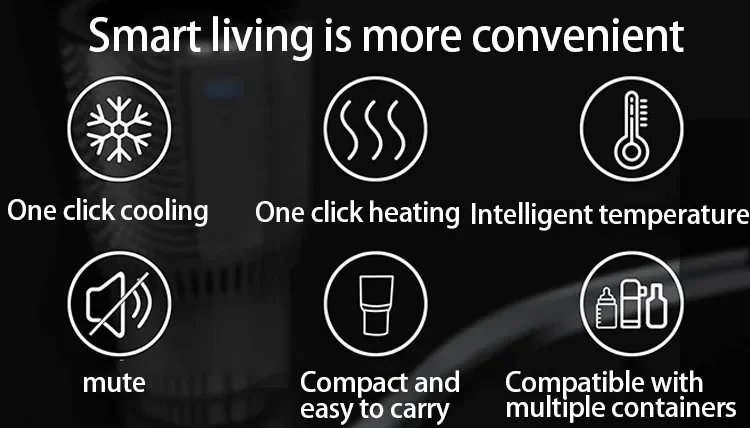 2-in-1 Smart Cooling Heating Car Cup Holder Intelligent Hot and Cold Cup Holder Mini Car Refrigerator Office Cooling and Heating