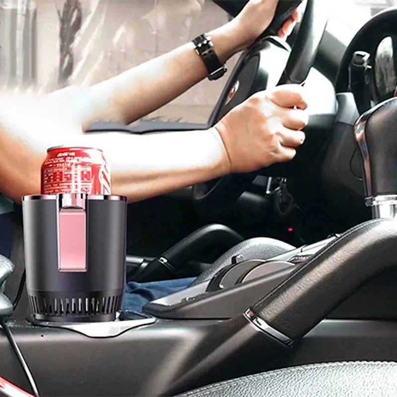 2-in-1 Smart Cooling Heating Car Cup Holder Intelligent Hot and Cold Cup Holder Mini Car Refrigerator Office Cooling and Heating