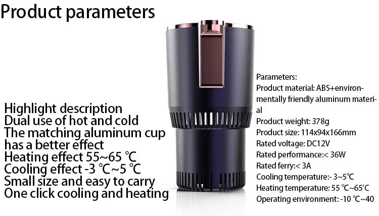 2-in-1 Smart Cooling Heating Car Cup Holder Intelligent Hot and Cold Cup Holder Mini Car Refrigerator Office Cooling and Heating