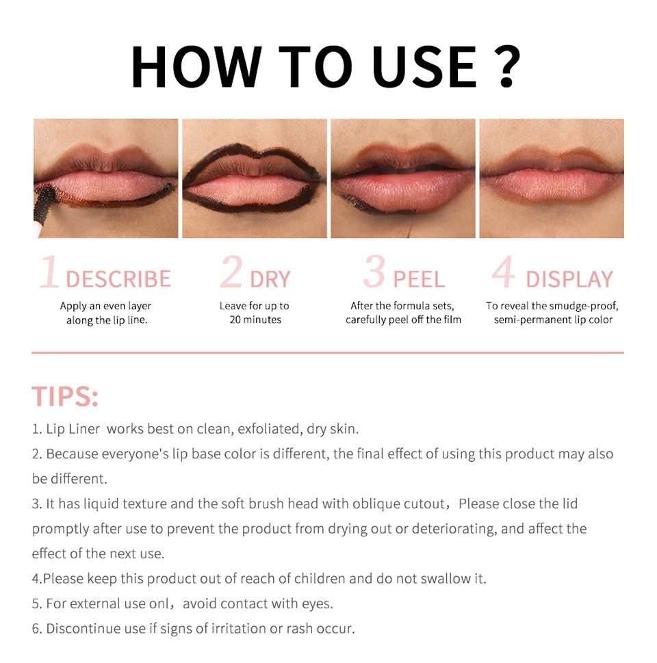 Waterproof Lip Liner Peel Off Tattoo Lipgloss Waterproof Long Lasting Matte Lip Tint Brown Contour Tear-off Lips Stain Cosmetic Waterproof Lip Liner Peel Off Tattoo Lipgloss Waterproof Long Lasting Matte Lip Tint Brown Contour Tear-off Lips Stain Cosmetic