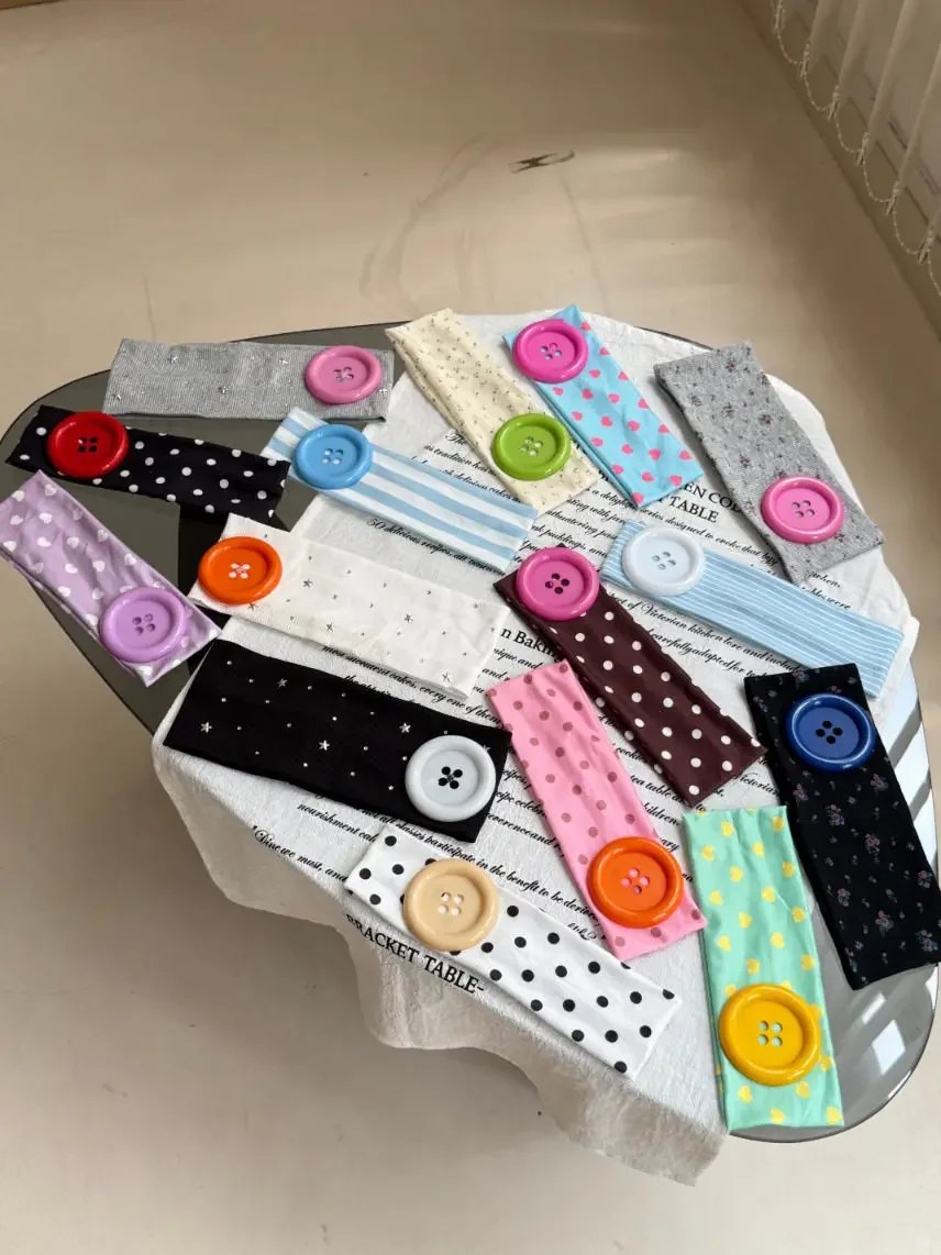 1pc Retro Ins Style Polka Dot Button Headband Fashion Women Y2K French Hair Accessories Cute Sweet Dating Hair Band 1pc Retro Ins Style Polka Dot Button Headband Fashion Women Y2K French Hair Accessories Cute Sweet Dating Hair Band